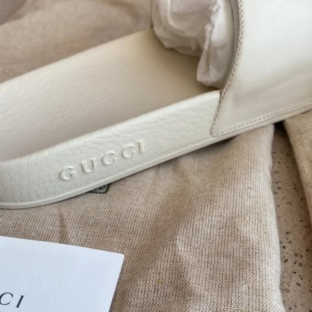 GUCCI 25 Authentic LEATHER SLIDES Men 7 can fit Women 8 Or 85